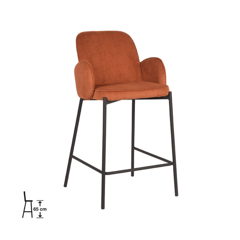 D-MAXX Barkruk Jari - Rust - Ribcord - Zithoogte 65